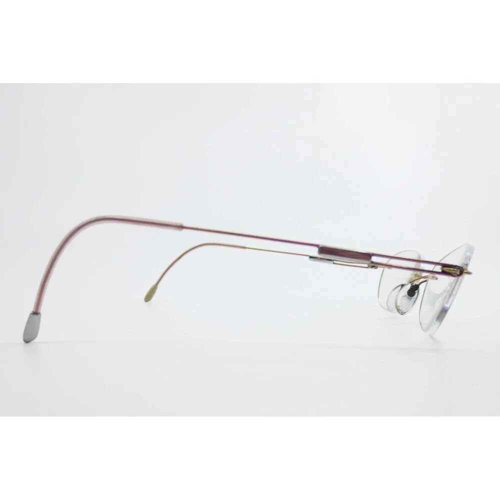 Silhouette Titan Rimless Eyeglasses Iridescent Purple Gold Tone Oval Demo Lenses